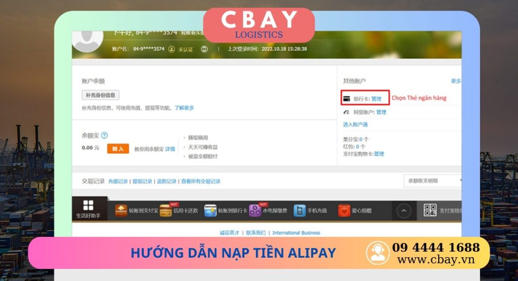 Bạn chọn mục quản lý thẻ