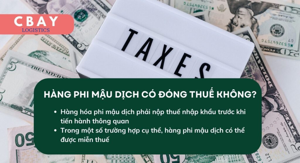 Hàng phi mậu dịch phải nộp thuế trước khi thông quan nhưng trong 1 số trường hợp sẽ được miễn thuế