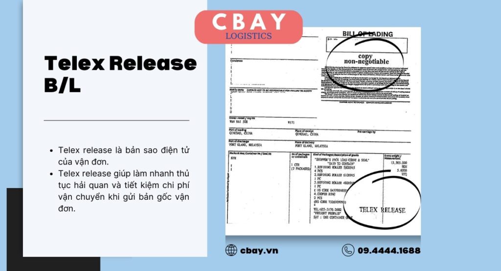Telex release là bản sao điện tử của vận đơn (B/L)