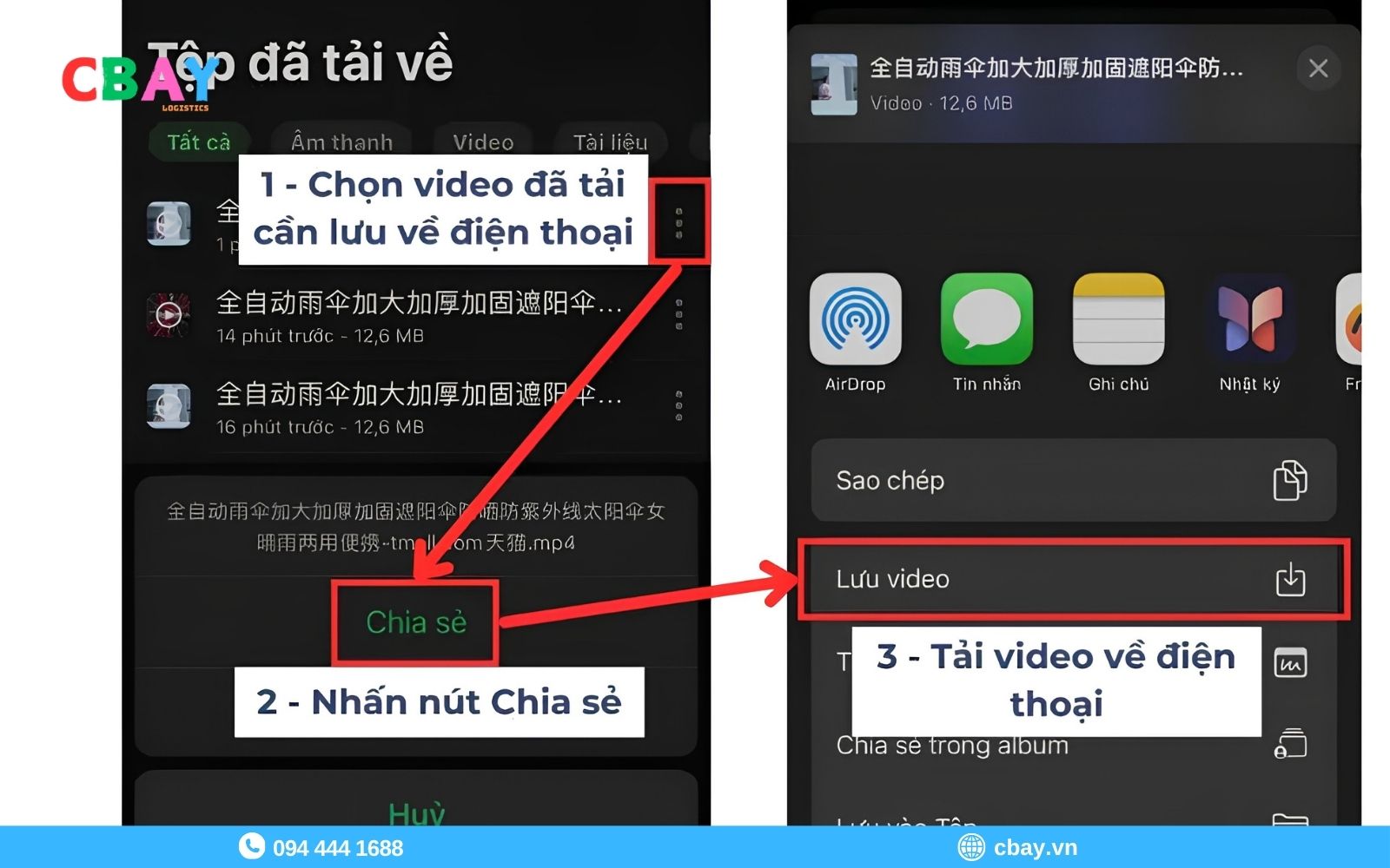 Chia sẻ và tải video Taobao