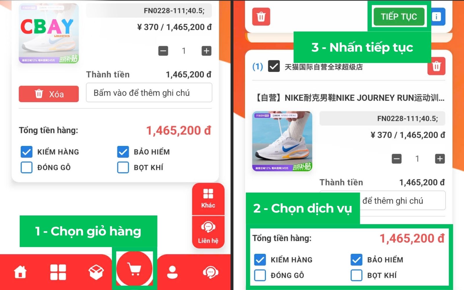 Chọn sản phẩm và dịch vụ đi kèm