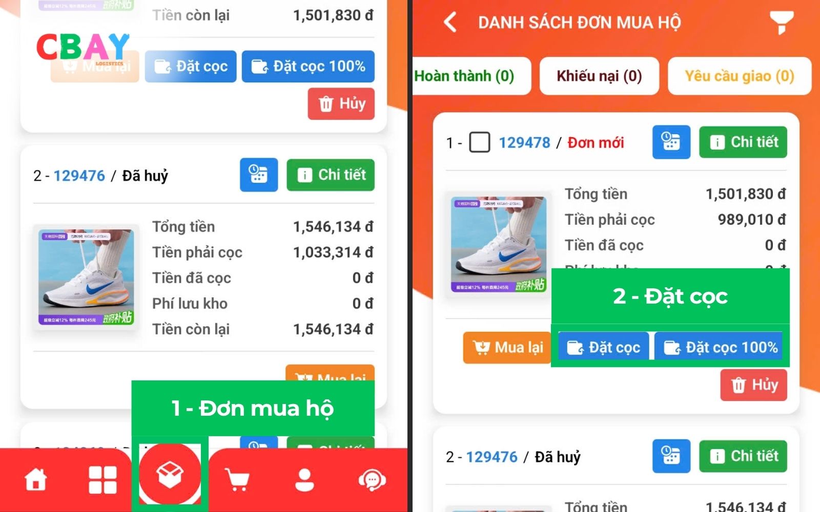 Đặt cọc order 1688 app CBay