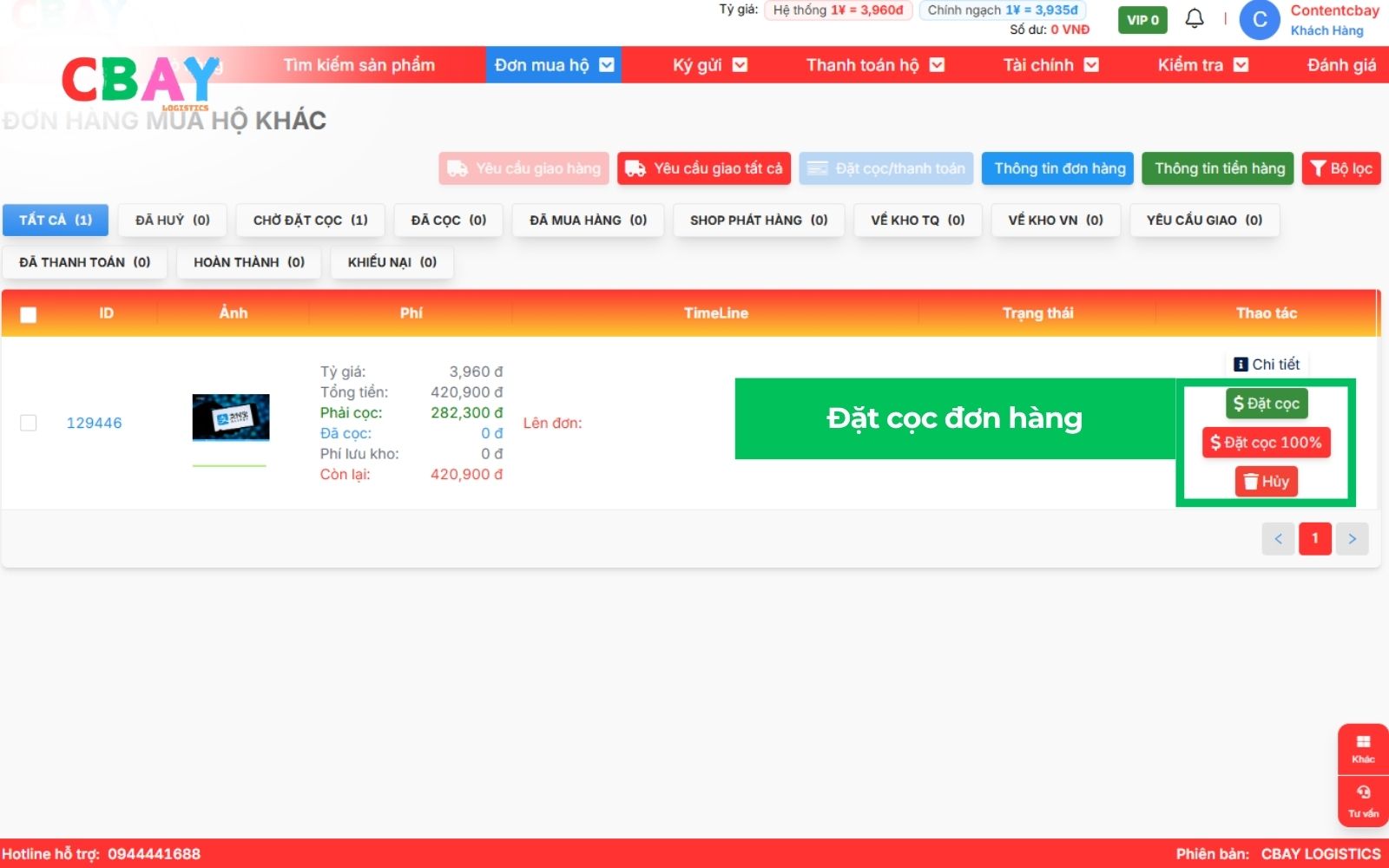 Đặt cọc đơn 1688 web CBay