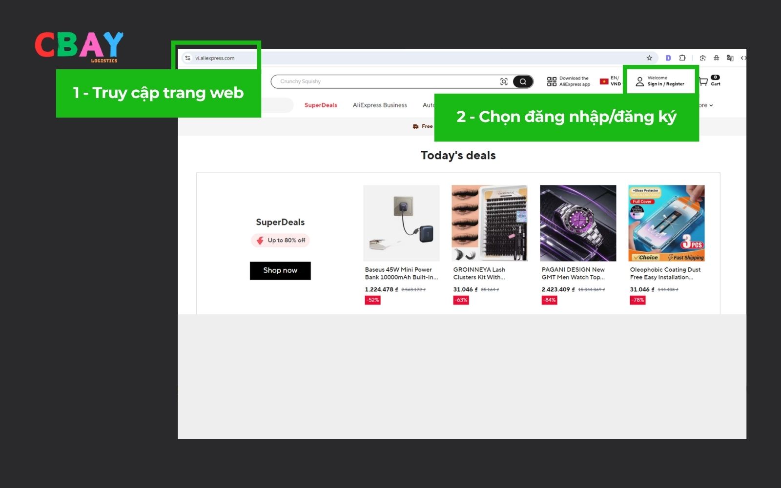 Cách mua hàng trên Aliexpress: Truy cập web Cách mua hàng trên Aliexpress: Truy cập web