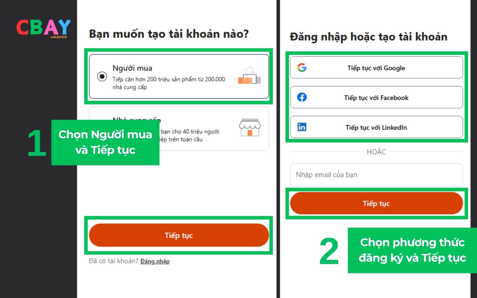 Giao diện mua hàng trên Alibaba
